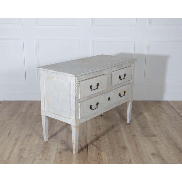 French Painted Chest of Drawers with Brass Pulls, circa 1920 For Sale - Image 4 of 8