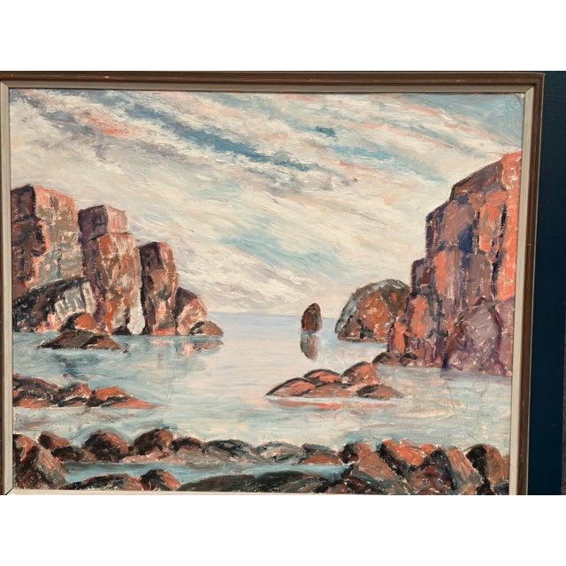 Coastal Landscape, 1960s, Oil Painting on Panel, Framed For Sale - Image 5 of 12