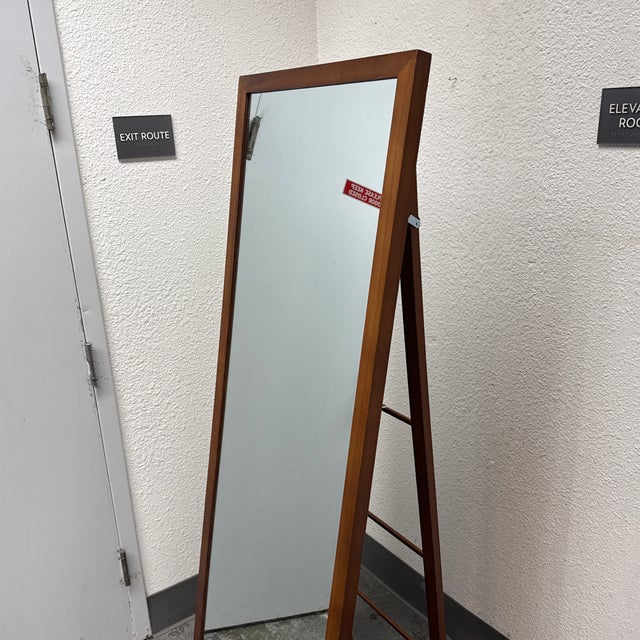 Threshold Wood Floor Mirror For Sale - Image 9 of 12