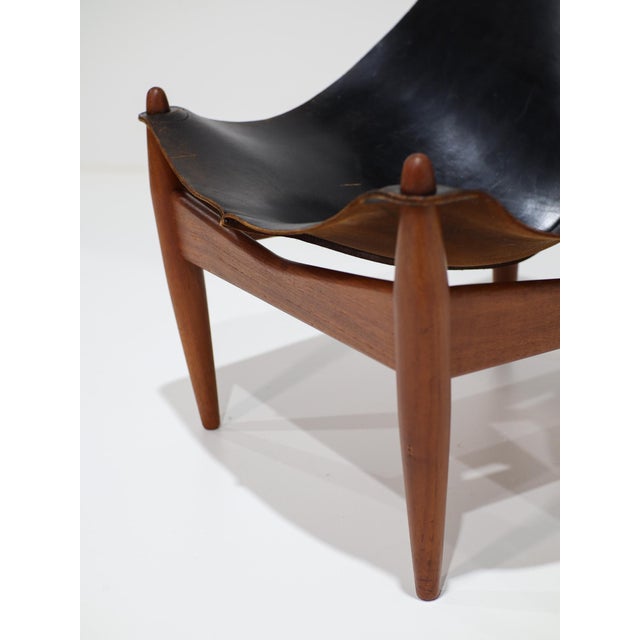 Black Vintage 272 Lounge Chair in Black Leather and Teak by Illum Wikkelsø, Denmark, 1960s For Sale - Image 8 of 17