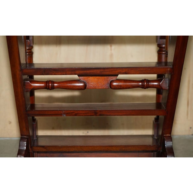Tall Antique Georgian Style Mahogany Library Steps With Gallery Rail - 5'7" For Sale - Image 9 of 18