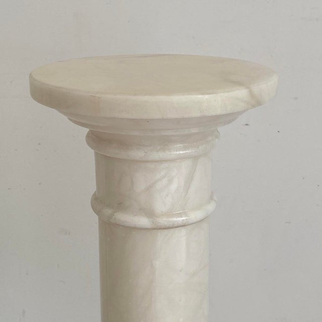 Textile Illuminated Alabaster Column Stand, 1970s For Sale - Image 7 of 9