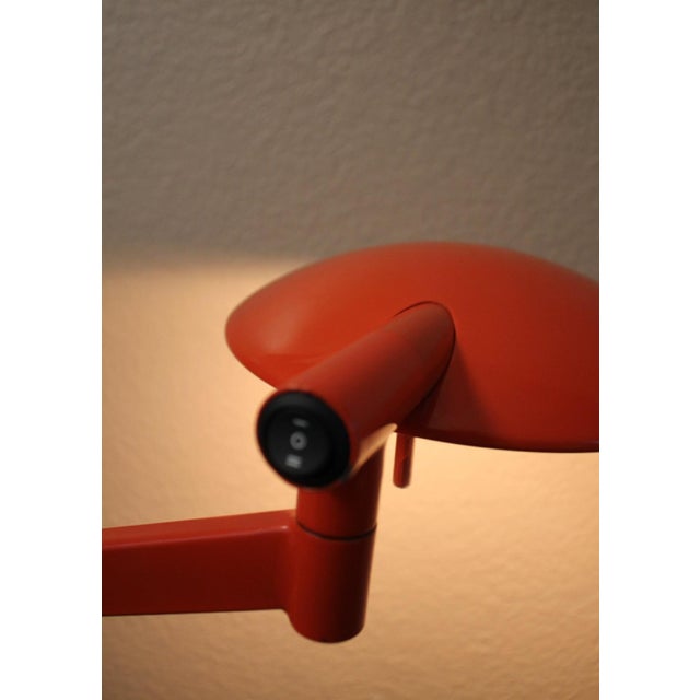Robert Sonneman Sonneman Articulating Saucer Pharmacy Swing Arm Floor Lamp in Orange, Unmarked For Sale - Image 4 of 9