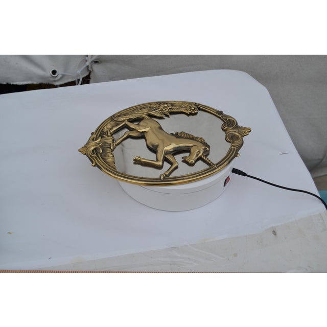 Metal 1970s Solid Brass Unicorn Mirror For Sale - Image 7 of 11