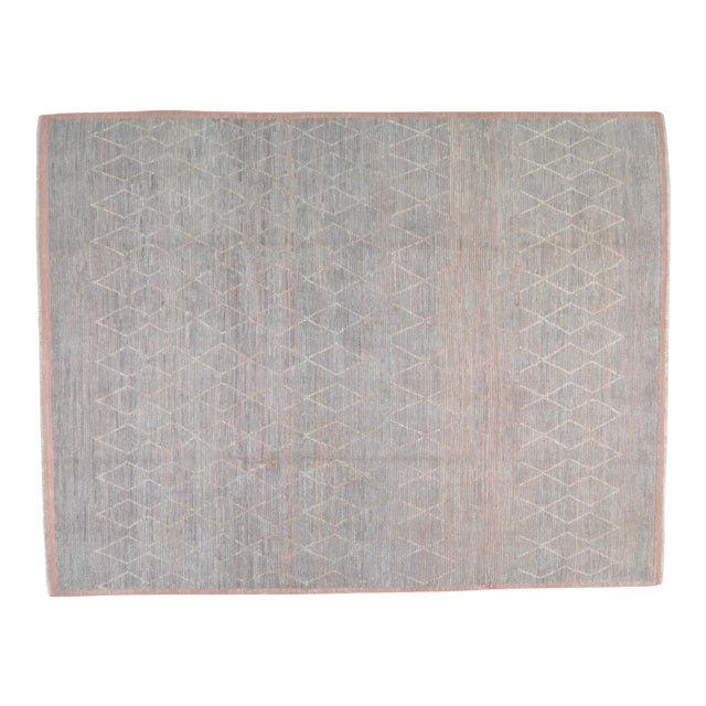 Moroccan Hand Knotted Modern Rug With Natural Color Organic Wool and Soft Texture,8'2"x10'8" For Sale