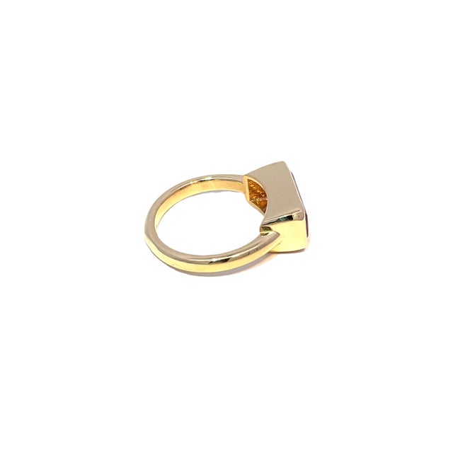 Early 21st Century 18k Yellow Gold 3.3 Caret Tourmaline Signet Ring, Size 6.5 For Sale - Image 5 of 10