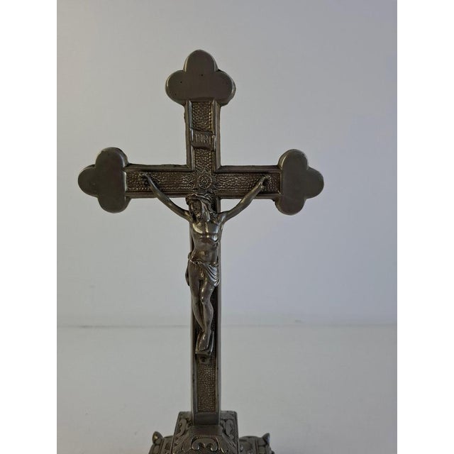 Antique Czechoslovak Neo-Gothic Cast Iron Table Crucifix, 1900s For Sale - Image 12 of 18