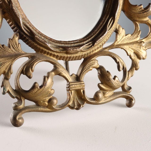 Metal Gilded Bronze Table Mirrors, Set of 2 For Sale - Image 7 of 10