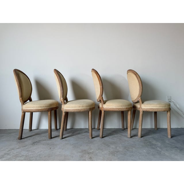Cream Italian F.lli Boffi Hollywood Regency Style Faux Rope Twist Dining Chairs – Set of 6 For Sale - Image 8 of 18