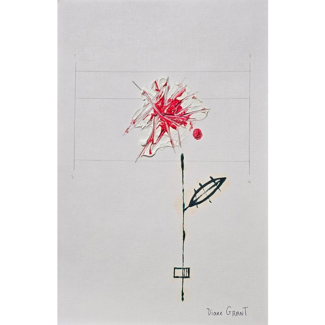 Organic Modern Minimalist Flower Study. Oil and pencil on high quality 'Hahnemuhle' Canvas Grain Fine Art paper. Original...