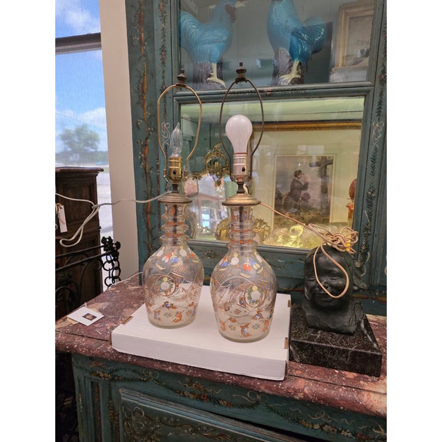 Antique Bohemian Glass Decanter Lamps - a Pair For Sale In San Antonio - Image 6 of 6