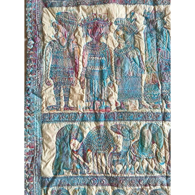 1990s Original Large Art Textile Embroidery Stitching Painting Indonesia For Sale - Image 12 of 12