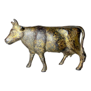 Antique 1920's Cast Iron Gold Cow Animal Still Coin Penny Bank – A.c. Williams