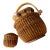 Vintage Nantucket Woven Sewing Basket With Moving Handle, Drawstring Liner & Matching Pin Cushion For Sale