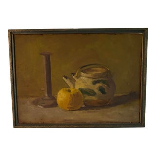 1920s Still-Life Oil Painting on Board With Parrot Painting on Back., Framed For Sale