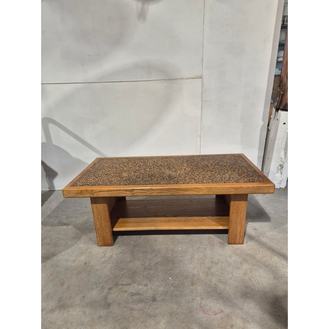 Japandi Style Oak and Pebble Coffee Table, 1980s For Sale - Image 9 of 12