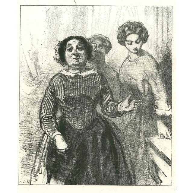 Paul Gavarni, The Accompanying, Original Lithograph, 1881 For Sale