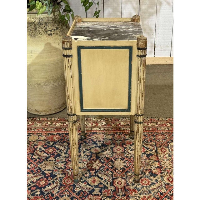Louis XVI Bedside Table in Beechwood with a Marble Top, 19th Century For Sale - Image 17 of 18
