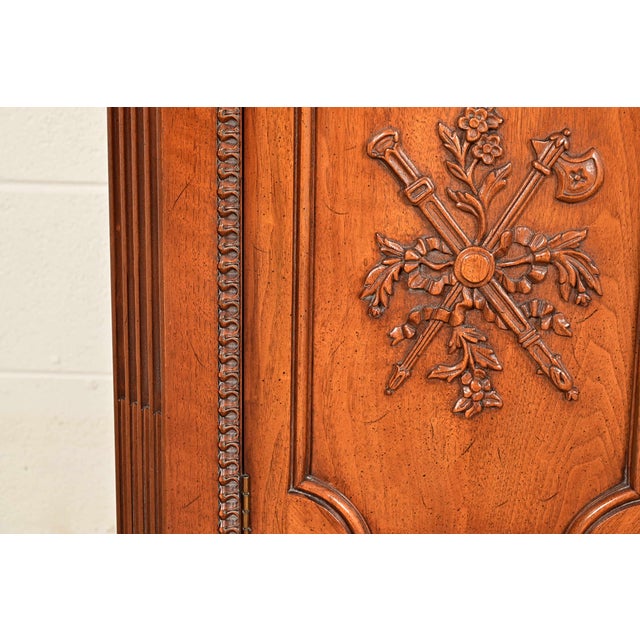 Henredon French Regency Louis XVI Carved Walnut Sideboard Credenza or Bar Cabinet, Circa 1960s For Sale - Image 10 of 15