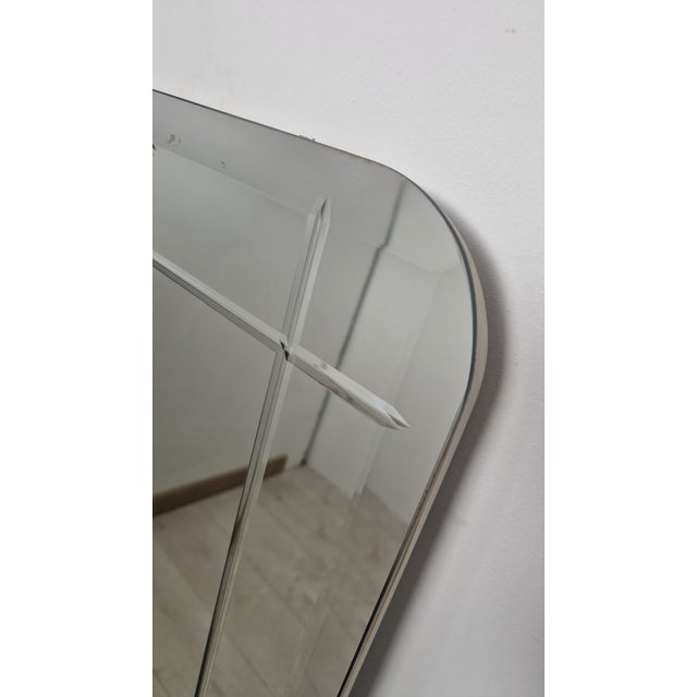 Mirror in Turin Finely Ground Grooves Wooden Structure from Cristal Art, 1970s For Sale - Image 9 of 12