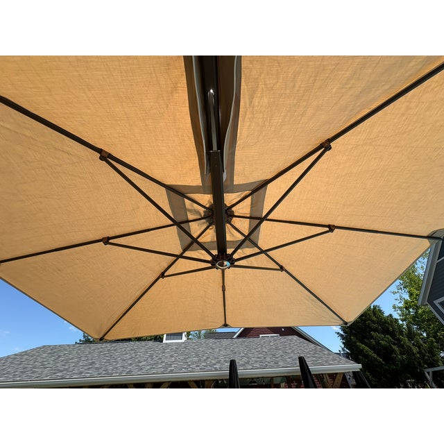Bronze Tuuci® Ocean Master Cantilever Umbrella – 10' Square Bronze | Marine-Grade Canvas | 600 Lb Freestanding Base For Sale - Image 8 of 18