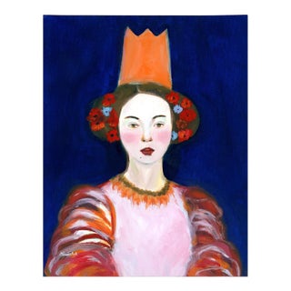 Lady With Orange Crown, Contemporary Portrait Oil Painting by Alexandra Swistak For Sale