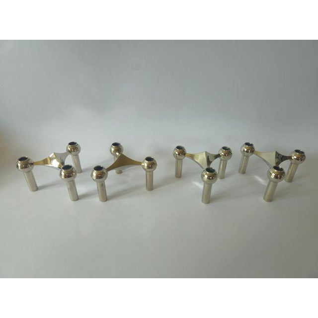 Silver Sculptural Stackable Candleholders by Stoffi & Nagel for BMF Nagel, 1970, Set of 4 For Sale - Image 8 of 15
