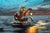 Plan Ahead, Winter Is Coming by Andreas Claussen | Oil on Canvas Astronaut in winter gear on a duck float. For Sale