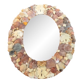 1970s Sculptural Boho Sea Shell Wall Hanging Mirror For Sale