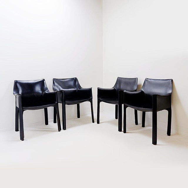 Vintage Cab 413 Chairs by Mario Bellini for Cassina, 1970s, Set of 4 For Sale - Image 4 of 16