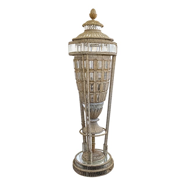 Floor Lamp in the Shape of a Large Vase with Murano Glass Beads, 1890s For Sale