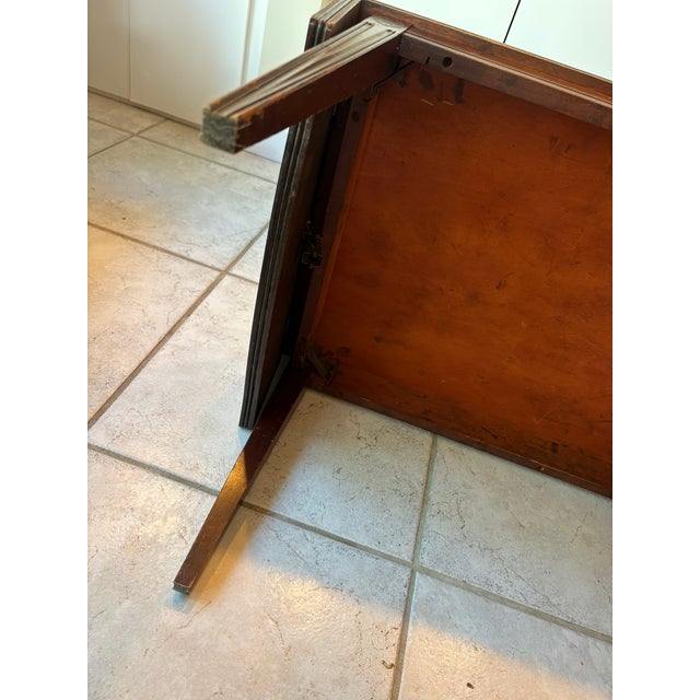 Mid 20th Century English Regency Style Leather Top Drop Leaf Game Table With Tooled Gilt Decoration For Sale - Image 16 of 17