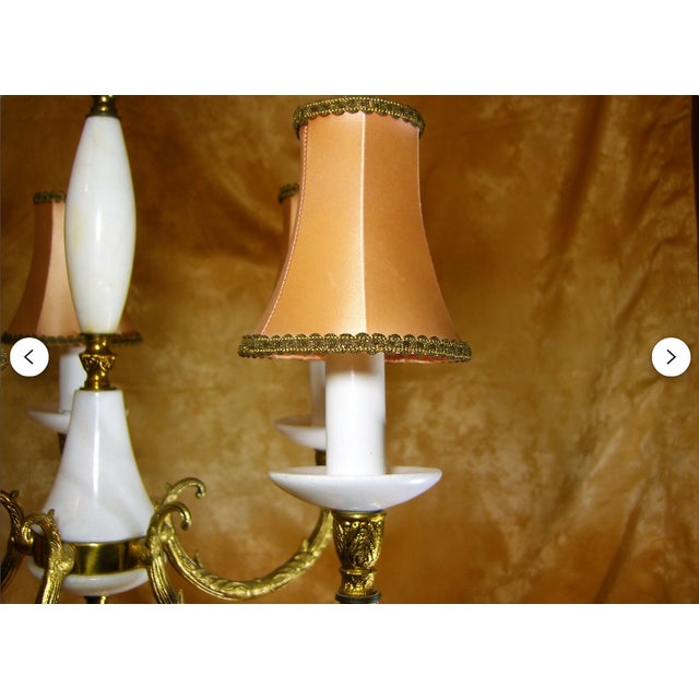 Metal Napoleon III Style Gilt Bronze and Marble Chandelier, 1970s For Sale - Image 7 of 12