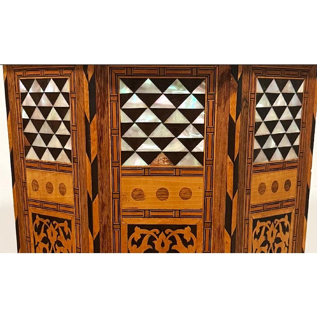 Wood Antique Moroccan Side Table With Shell and Wood Inlay For Sale - Image 7 of 11