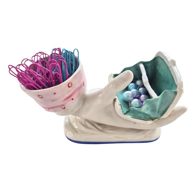 Ceramic Vintage Porcelain Hand Planter Trinket Dish 1950's Mid Century Ring Holder For Sale - Image 7 of 15