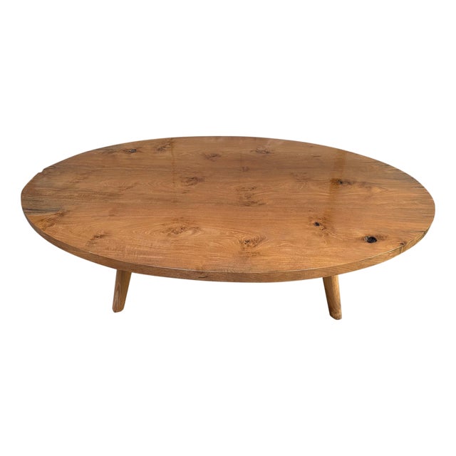 Andrianna Shamaris Mid Century Style Reclaimed Teak Wood Oval Coffee Table For Sale