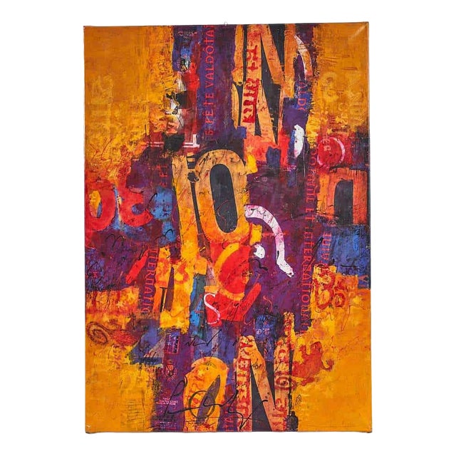 Eros Pandolfi, Colorful Abstract Composition, Oil on Canvas For Sale