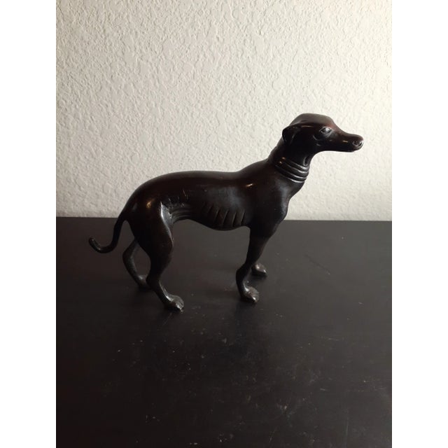 Figurative 1980s Solid Bronze Greyhound Doggie Figurine For Sale - Image 3 of 7