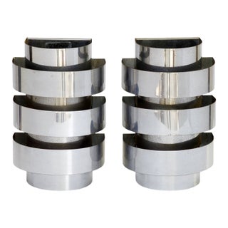 Vintage Mid-Century Modern Chrome Sconces - Pair For Sale