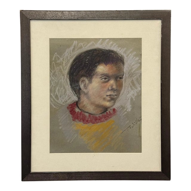 Pastel Portrait of a Boy, by French Artist Padilla For Sale