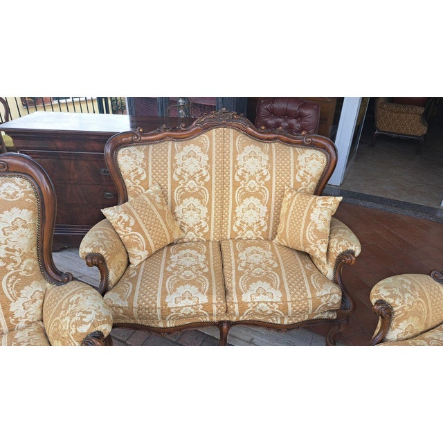 Antique Italian Living Room Set, 1890s, Set of 3 For Sale - Image 3 of 9