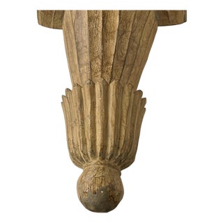 Wall Mount Ribbed Hand Carved Wood Trumpet Display Shelf Wall Bracket For Sale