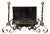 Andirons with Fireplace Log Holders in Wrought Iron and Brass, 1800s, Set of 3 For Sale