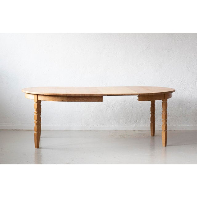 Round Oak Table from Brobyværk Møbelfabrik, Denmark, 1970s For Sale - Image 4 of 11