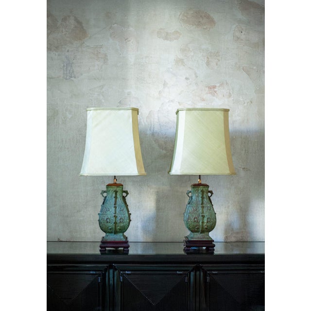 Decorated Bronze Lamps, 1960s, Set of 2 For Sale - Image 4 of 4