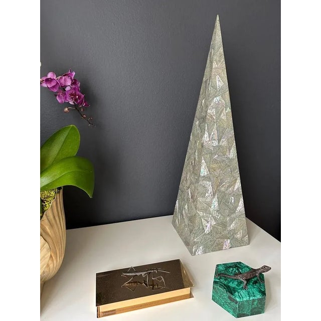 Ivory 1980s Tessellated Mother of Pearl Obelisk For Sale - Image 8 of 11