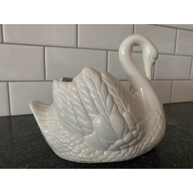 Vintage Ceramic Swan Planter For Sale - Image 4 of 8