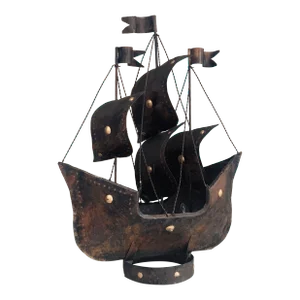 Brutalist Wrought Metal Pirate Ship Lamp