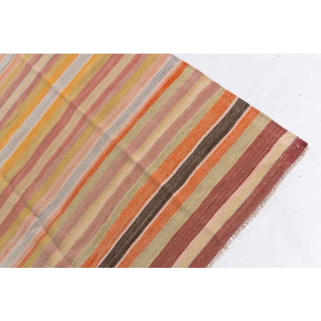 Textile Vintage Circa 1940 Orange Turkish Kilim Flatweave Rug 5ft 7in X 8ft 6in For Sale - Image 7 of 13