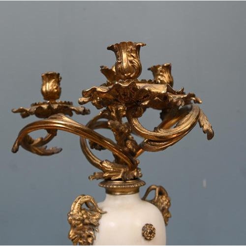 French Louis XVI Revival Gilt Marble Candelabras, 1890s, Set of 2 For Sale - Image 3 of 18